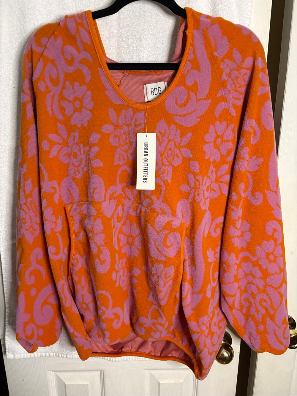 BDG Orange and Pink Floral Pullover hoodie